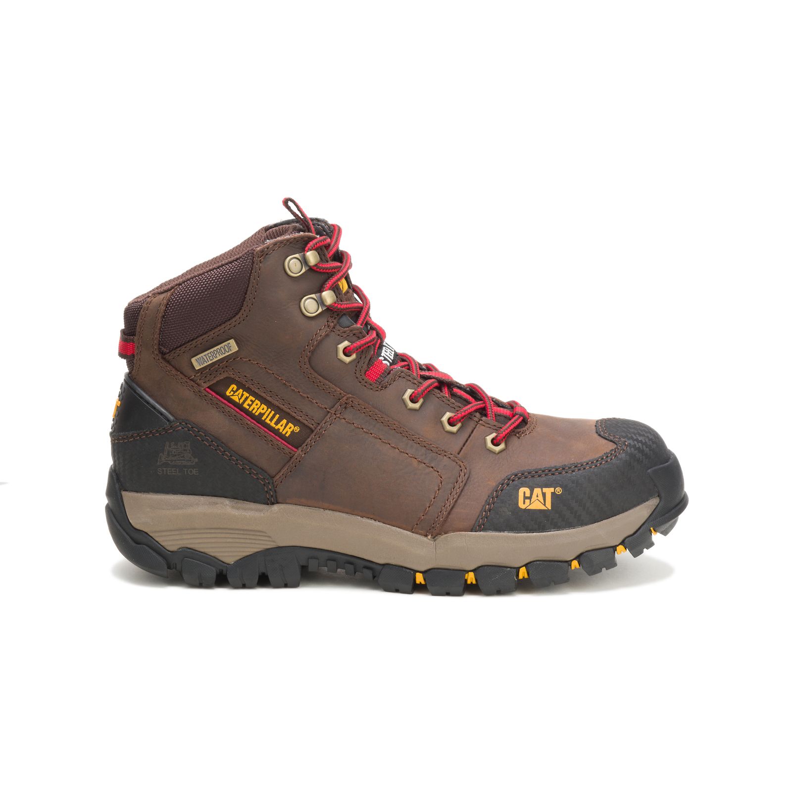 Caterpillar Navigator Mid Waterproof Steel Toe Philippines - Mens Steel Toe Boots - Brown 81036MZKJ